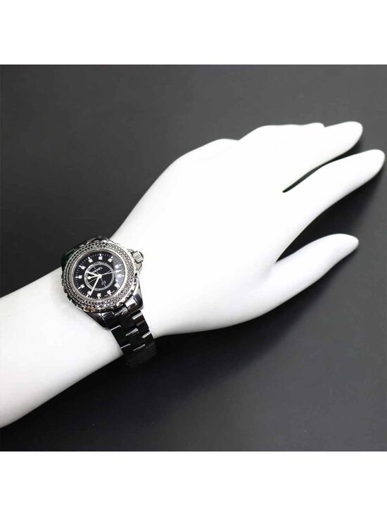 Chanel 33 Watch Black Diamond Bezel Date Ceramic Quartz display picture 2